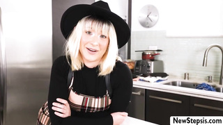 Busty blonde teen fucks stepbro on cam