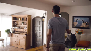 Stepson threesome sex outdoor with MILF