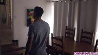 Stepmom and her bestie fucks her stepson outdoor