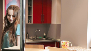 WeAreHairy - Russian Redheaded Cutie Displays Off Her Pubic Hair