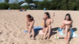 Naughty young nudist chicks caught on voyeur cam