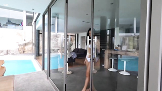 Thai black-haired with giant mounds, Kalisha is using every chance to jack, until she blows a load