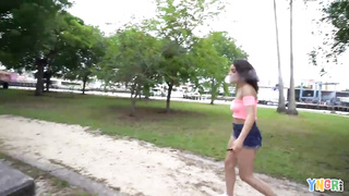 Bare teenage brown-haired, Ella Cruz is getting penetrated from the back and lovin’ it a pile