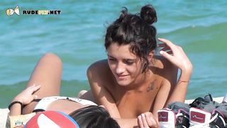 Gorgeous single brunette shows off her tits in public