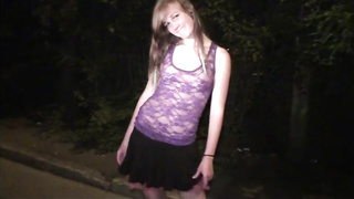 Adorable teenie Alexis Crystal AKA Anouk PUBLIC hook-up gang-bang