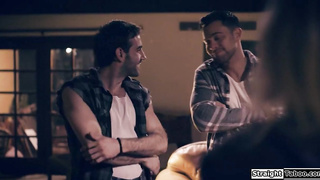 Blonde hitchhiker DPed by two strangers