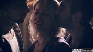 Blonde hitchhiker DPed by two strangers