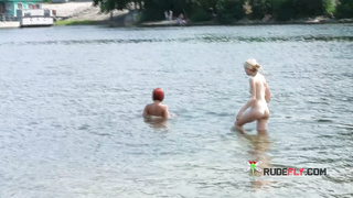 Young nudist babes caught on a hidden camera