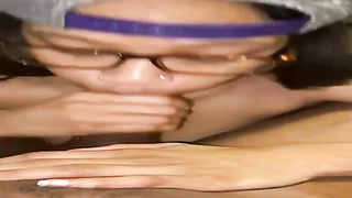 Nerdy honey is dressed in glasses while providing a deep, humid blowage to her fresh paramour