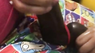 Bashing My Black Beau Stiffy While He Sees TV