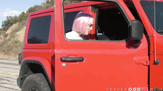 Oh my, this trans hitchiker sucks dick for a ride