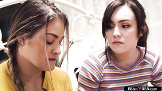 Nerd girl gives oral sex to popular babe