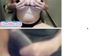 Playing with her huge natural tits