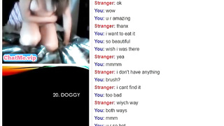 Hot teen with shaved pussy masturbating on video chat