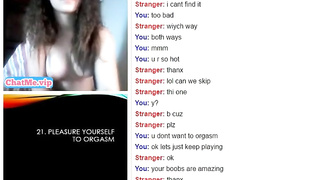 Hot teen with shaved pussy masturbating on video chat