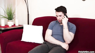 Buxom dark-haired is providing a hj to a junior stud and listening to his screams