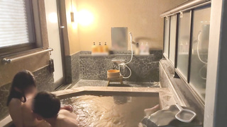 First-Ever steaming spring trip♡SEX in a classy open-air tub at night♡Japanese inexperienced anime porn