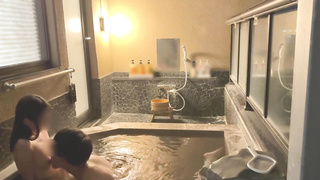 First-Ever steaming spring trip♡SEX in a classy open-air tub at night♡Japanese inexperienced anime porn