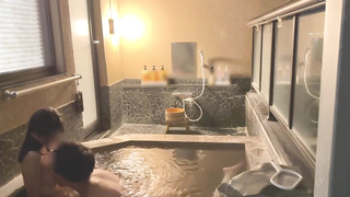 First-Ever steaming spring trip♡SEX in a classy open-air tub at night♡Japanese inexperienced anime porn