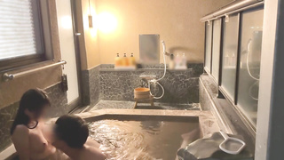 First-Ever steaming spring trip♡SEX in a classy open-air tub at night♡Japanese inexperienced anime porn