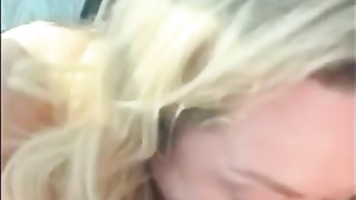 Jaw-Dropping platinum-blonde lady is softly deep-throating a ample, black salami in the truck, like a real professional