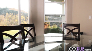 Two hot lesbians massaged sexy MILF