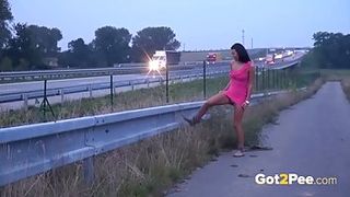 Wild and rude chicks are pissing outdoors, while a mischievous hidden cam is making torrid pics