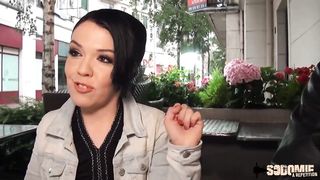 Accomplished brown-haired, Roxane is gargling man-meat in front of the camera, while her colleague is observing