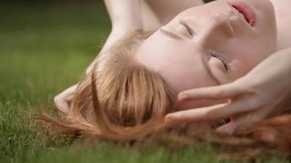 Highly adorable red-haired nubile opening up in nature