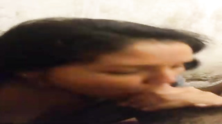 Inexperienced Spanish black-haired is softly fellating her paramour's firm beef whistle to make him erupt from sheer pleasure