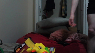 Beanbag Joy as he finishes off inwards me