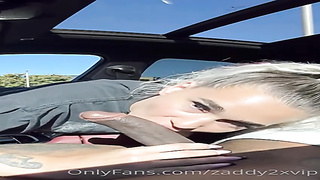 Penis luving ash-blonde is providing a oral pleasure to a mate, in his truck, before pummeling him