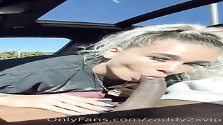Penis luving ash-blonde is providing a oral pleasure to a mate, in his truck, before pummeling him