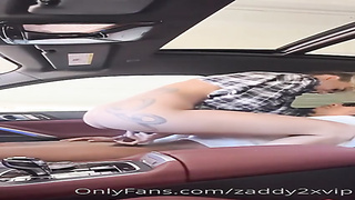 Penis luving ash-blonde is providing a oral pleasure to a mate, in his truck, before pummeling him