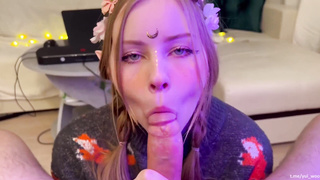 Adorable Elf-woman blowing monstrous rod