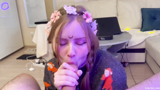 Adorable Elf-woman blowing monstrous rod