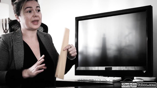 Brunette dominates a petite blonde girl