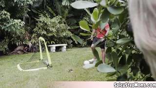 Pulverizing your ash-blonde GIRLFRIEND in the garden can lead to a taboo 3some if stepmother is wild