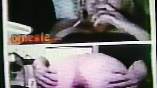 Horny Blonde in black dress delighted by my hot show (+ sound )