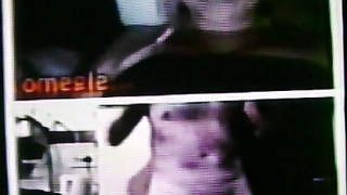 Horny Blonde in black dress delighted by my hot show (+ sound )