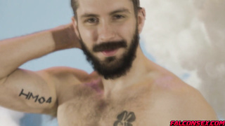 Jake covers Tony's furry body with his nut