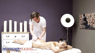 Fit dark-haired with smallish bumpers, Andreina Deluxe is rubbin' her pleasure button during intercourse, to spice it up