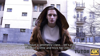 TUTOR4K. Boy is against the hump of stepmother and fellow but nobody cares