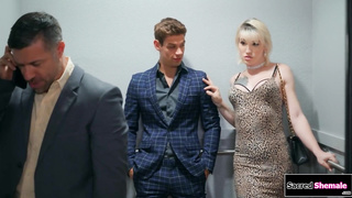 Trans Lena Moon barebacked in elevator