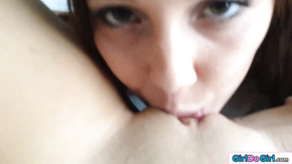 Busty teen films latina gf licking her