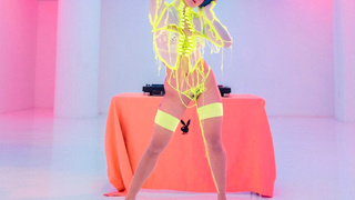 Neon lingerie looks hot on latina MILF