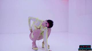 Neon lingerie looks hot on latina MILF