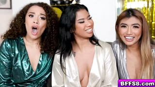 Three hot chiccs settle their resolutions in one go