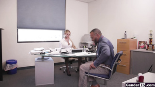 Busty trans boss Gracie Jane dick sucked