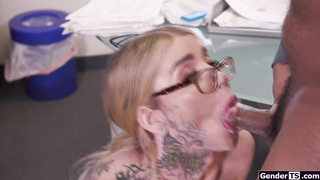 Busty trans boss Gracie Jane dick sucked